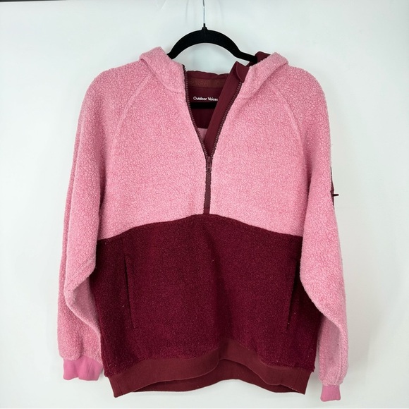 Outdoor Voices WOOL Color Block Quarter Zip Pink Toned Jacket - Picture 1 of 5